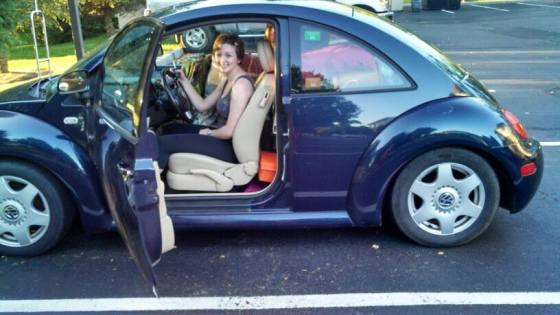 Emily in a very packed Bubbles on the way back to Bonaventure from her summer internship.